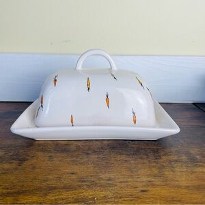 Jack’s Carrots by Magenta White Butter Dish with Carrot Design
